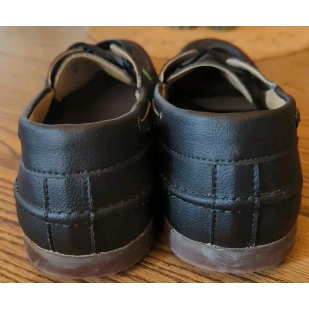 Boatman Cactus Leather‎ Yachty Mens Size 10 Black Cactus Leather Casual Lace Up